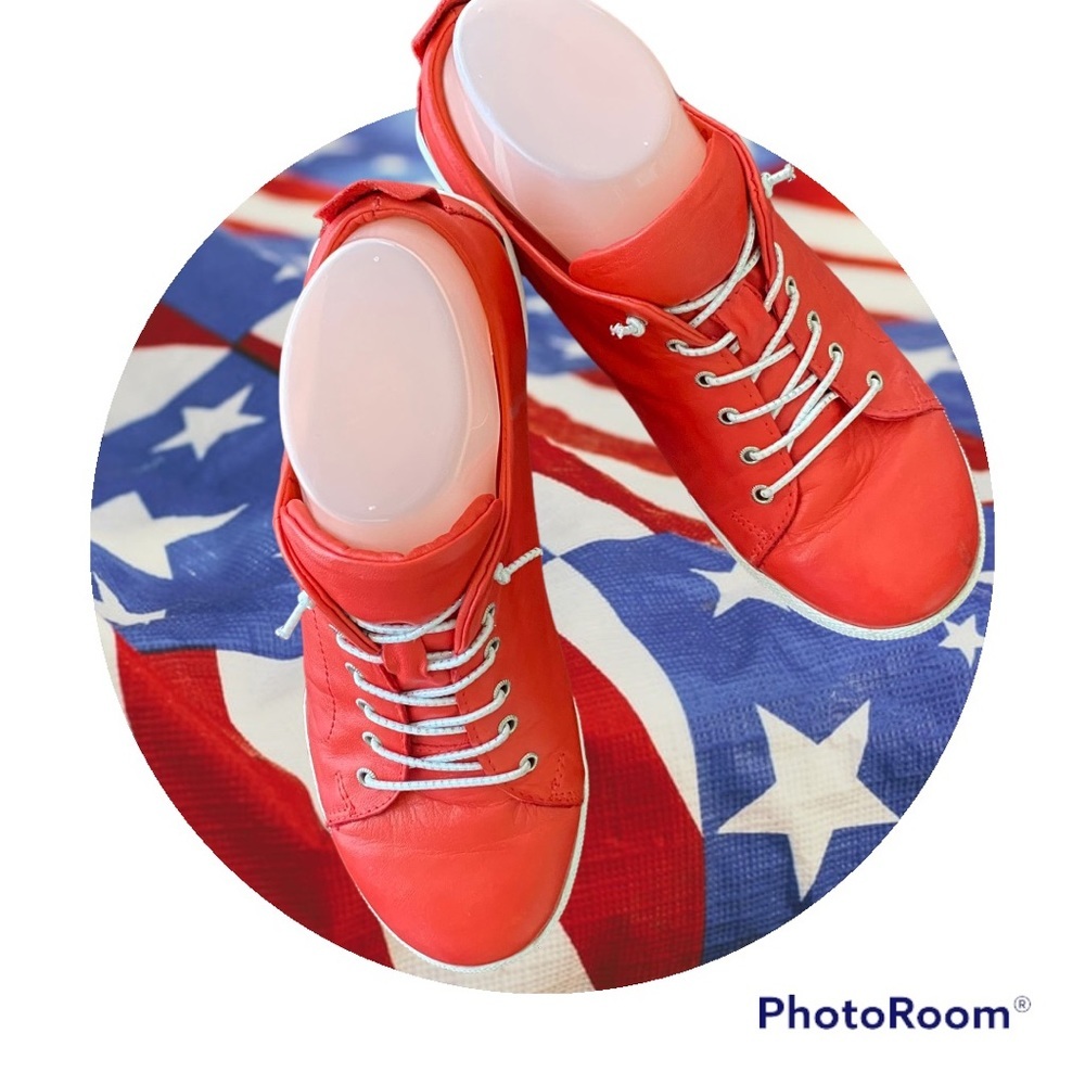 Andrea Conti Shoes Slipper Low Top Sneakers Shoes Leather Red
